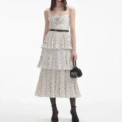 Dresses|Dresses|Sea New York Self-Portrait Polka Dot Chiffon Midi Dress - UK 8