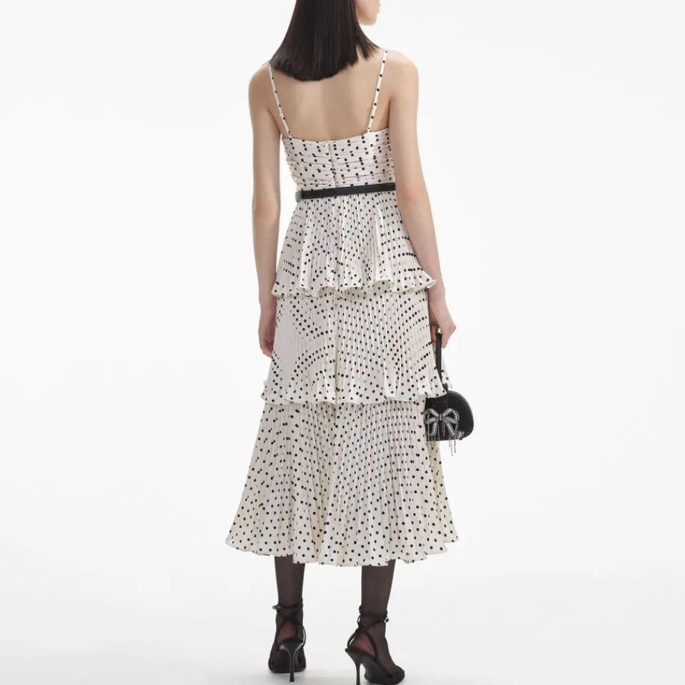 Dresses|Dresses|Sea New York Self-Portrait Polka Dot Chiffon Midi Dress - UK 8