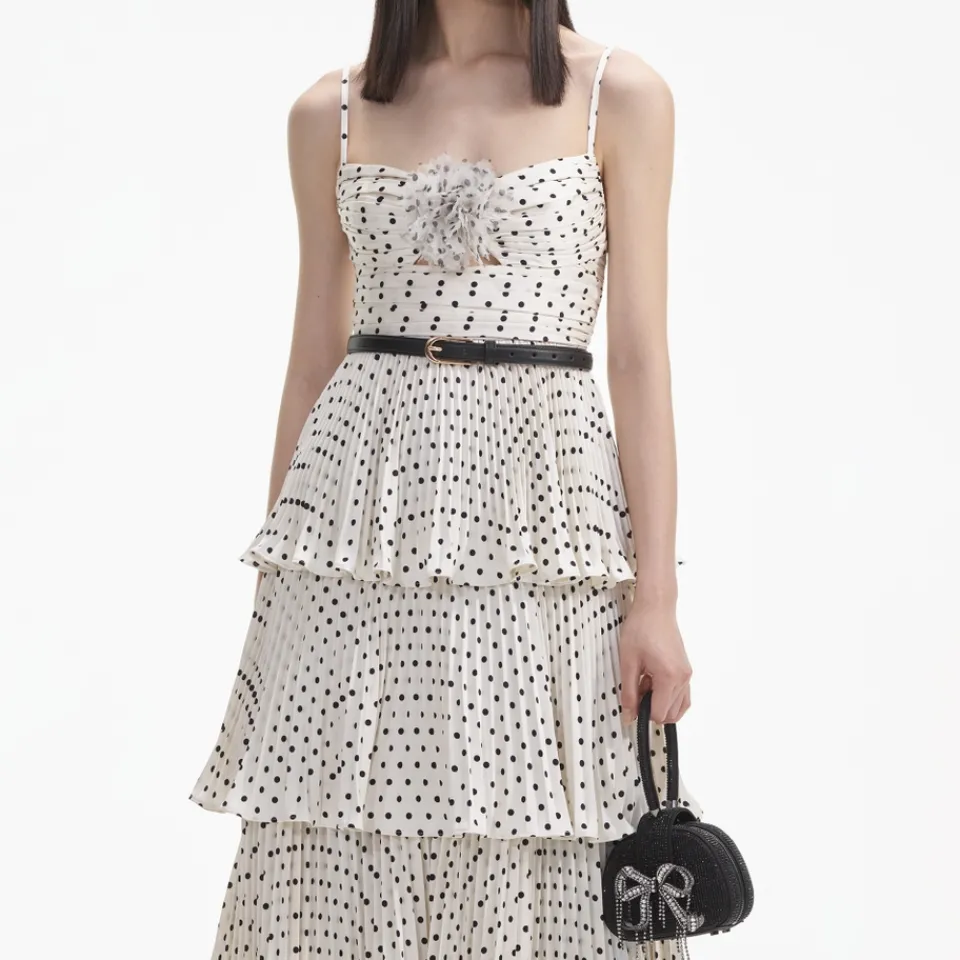 Dresses|Dresses|Sea New York Self-Portrait Polka Dot Chiffon Midi Dress - UK 8