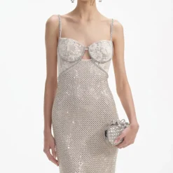 Dresses|Dresses|De La Vali Self-Portrait Rhinestone Mesh Maxi Dress - UK 12