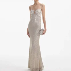 Dresses|Dresses|De La Vali Self-Portrait Rhinestone Mesh Maxi Dress - UK 12