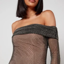 Dresses|Dresses|Self-Portrait Rhinestone-Embellished Macramé Maxi Dress - UK 14/US 10