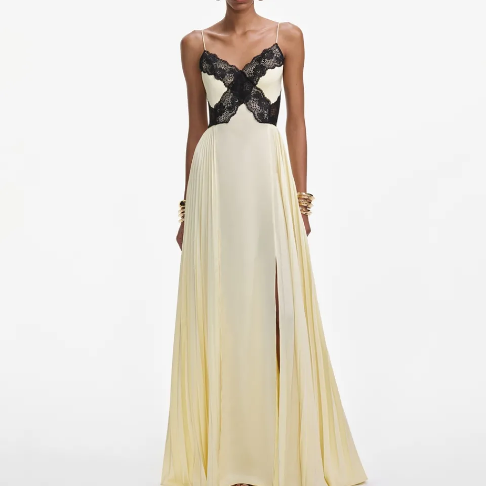 Dresses|Dresses|Self-Portrait Satin Guipure Lace Maxi Dress - UK 12
