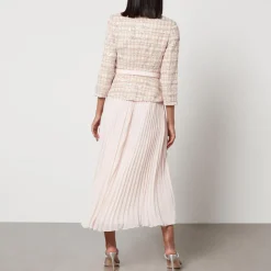 Dresses|Dresses|Self-Portrait Sequined Bouclé and Chiffon Midi Dress - UK 6/US 2