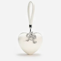 Bags|Self-Portrait Top Handle Satin Heart Clutch