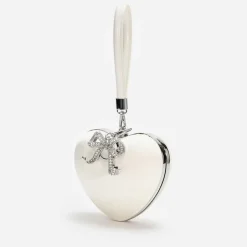 Bags|Self-Portrait Top Handle Satin Heart Clutch
