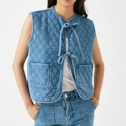 Jackets|Coats|Dr. Martens Seventy + Mochi Aria Cotton-Blend Chambray Quilted Vest - XS