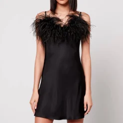 Loungewear|Dr. Martens Sleeper Boheme Feather-Trimmed Satin Mini Dress - XS