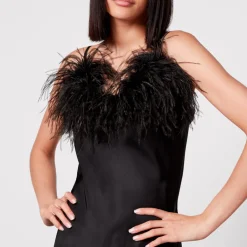 Loungewear|Dr. Martens Sleeper Boheme Feather-Trimmed Satin Mini Dress - XS