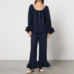 Loungewear|Sleeper Cha-Cha Ruffled Linen Lounge Set - M