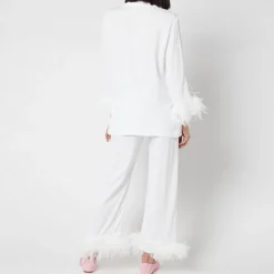 Loungewear|Sleeper Feather-Trimmed Crepe de Chine Pyjama Set - XS