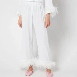 Loungewear|Sleeper Feather-Trimmed Crepe de Chine Pyjama Set - XS