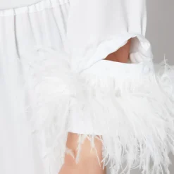 Loungewear|Sleeper Feather-Trimmed Crepe de Chine Pyjama Set - XS