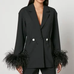 Jackets|Coats|Sleeper Girl With Pearl Feather-Trimmed Crepe Blazer - S