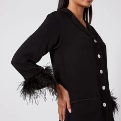 Loungewear|Co-Ord Sets|Sleeper Party Feather-Trimmed Crepe de Chine Pyjama Set - XS
