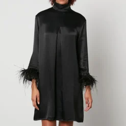 Dresses|Dresses|Dr. Martens Sleeper Party Shirt Feather-Trimmed Satin Dress - XS