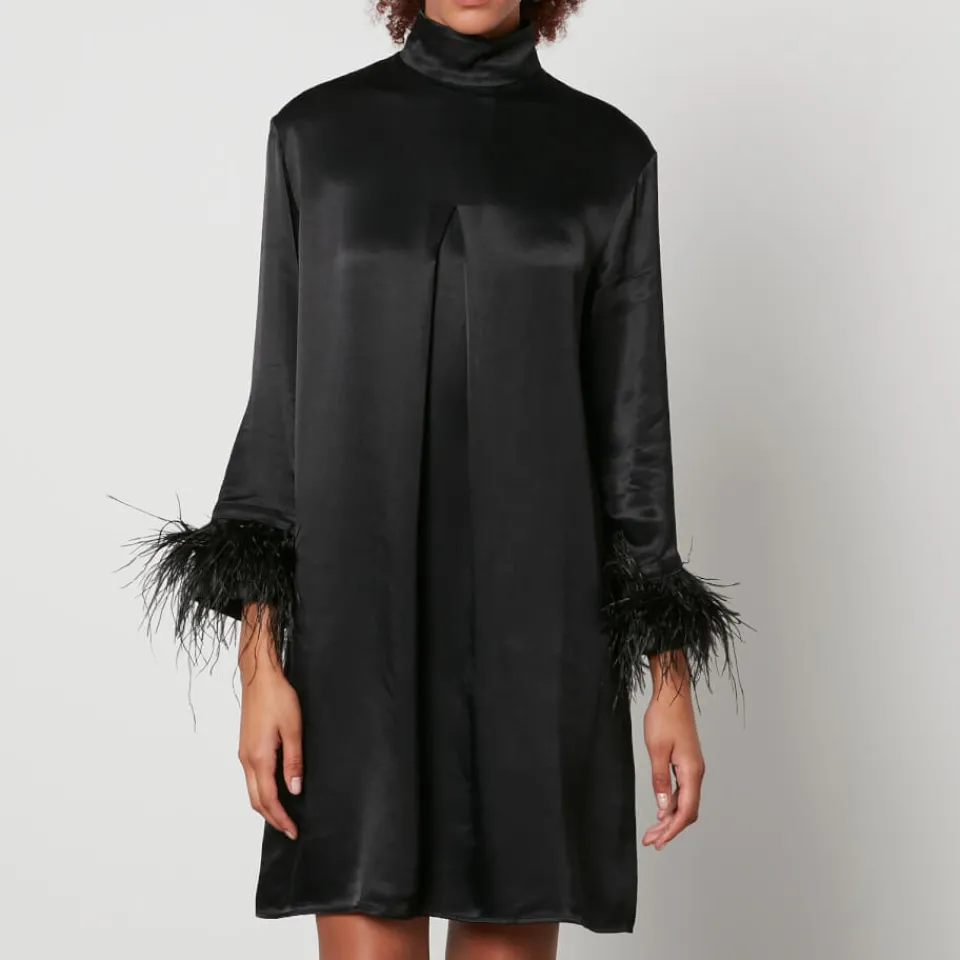 Dresses|Dresses|Dr. Martens Sleeper Party Shirt Feather-Trimmed Satin Dress - XS