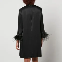 Dresses|Dresses|Dr. Martens Sleeper Party Shirt Feather-Trimmed Satin Dress - XS