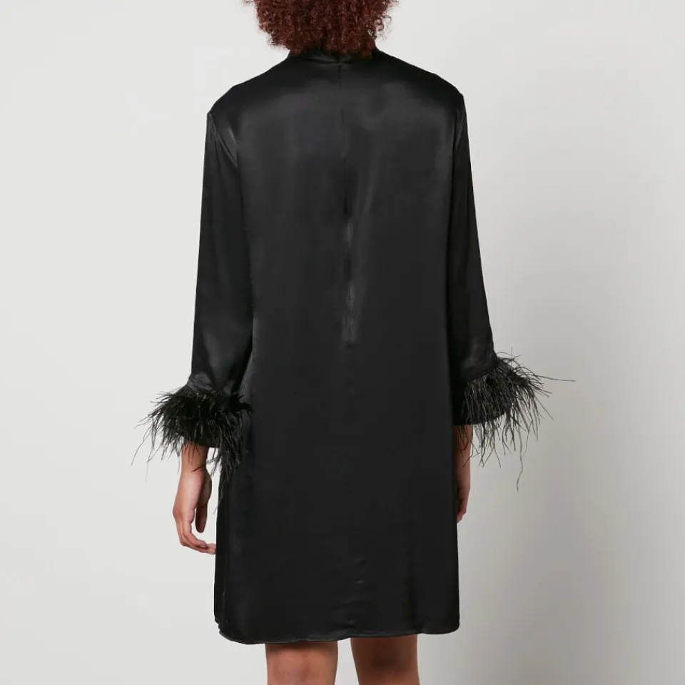 Dresses|Dresses|Dr. Martens Sleeper Party Shirt Feather-Trimmed Satin Dress - XS