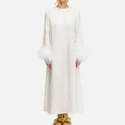 Dresses|Dresses|Sleeper Suzi Feather-Trimmed Satin Midi Dress - M