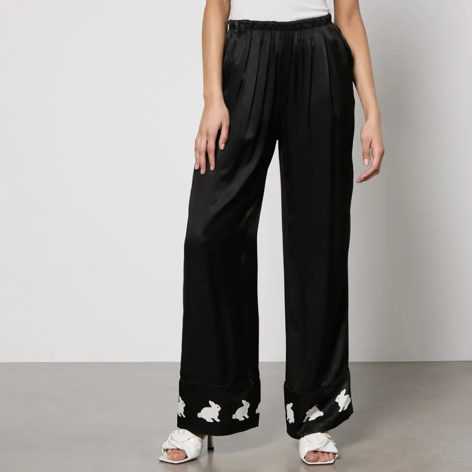 Trousers|Kitri Sleeper White Rabbit Satin Trousers - XXS-XS