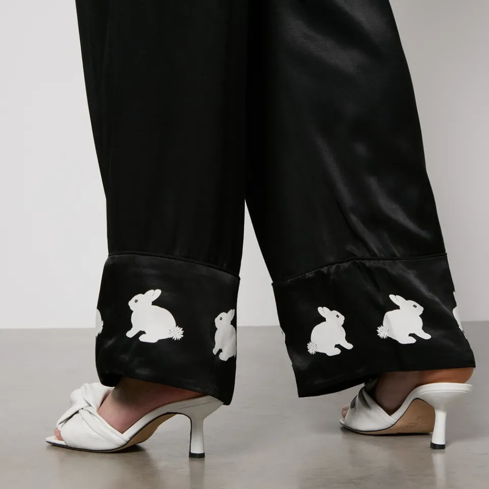 Trousers|Kitri Sleeper White Rabbit Satin Trousers - XXS-XS