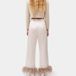 Loungewear|Sleeper s Party Pyjamas Feather-Trimmed Satin Lounge Trousers - XS