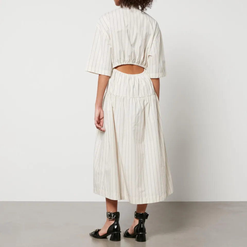 Dresses|Dresses|Ganni Stella Nova Striped Cotton-Poplin Midi Dress - DK 34/UK 8