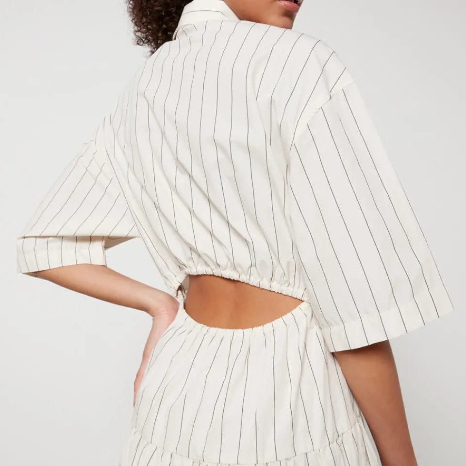 Dresses|Dresses|Ganni Stella Nova Striped Cotton-Poplin Midi Dress - DK 34/UK 8