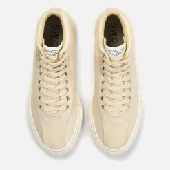 Trainers|Trainers|Le Specs Stepney Workers Club 's Varden Canvas Hi-Top Trainers - Raw Ecru - EU 39
