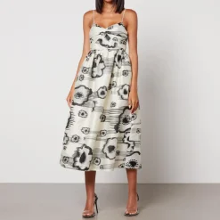 Dresses|Dresses|Stine Goya Abby Floral-Print Satin Midi Dress - XS
