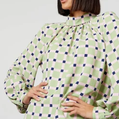 T-Shirts And Tops|Shirts And Blouses|Dr. Martens Stine Goya Ashley Checked Recycled Stretch-Cloqué Blouse - L