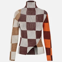 T-Shirts And Tops|Knitwear|Barbour International Stine Goya Asymmetric Checkered Knitted Top - S