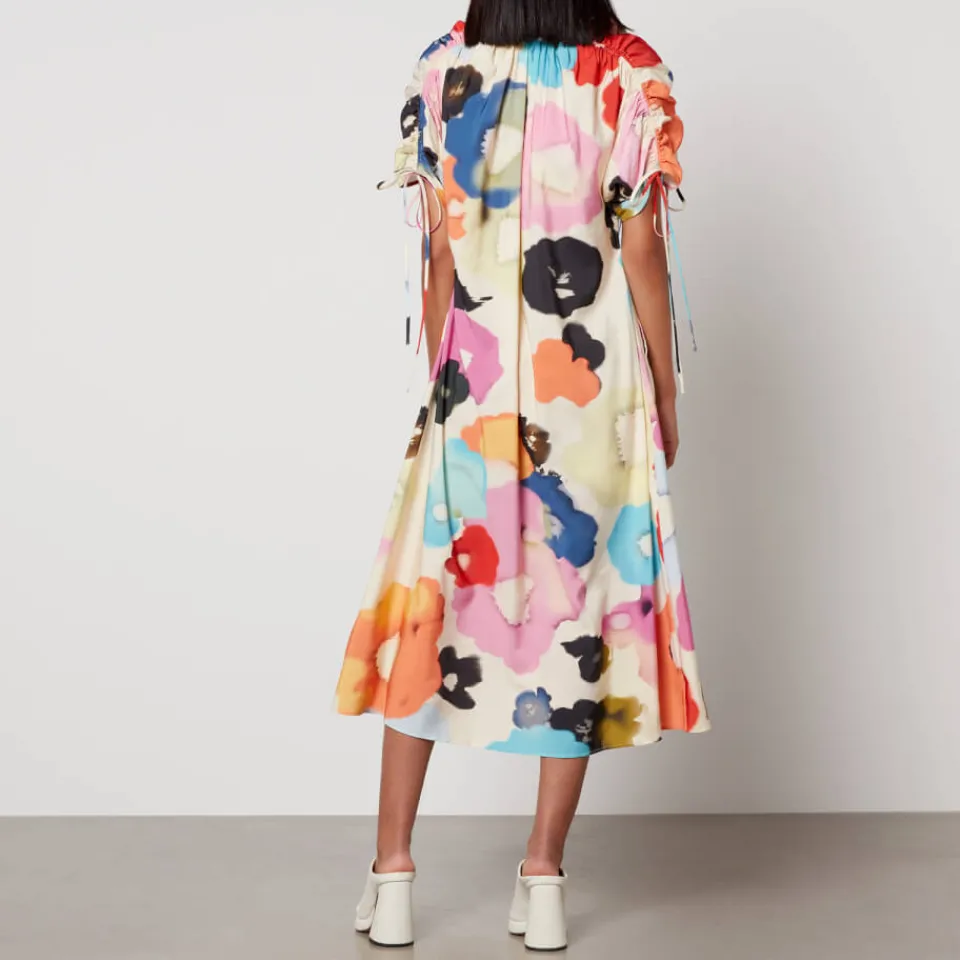 Dresses|Dresses|Cras Stine Goya Funda Floral-Print Satin Midi Dress - XS