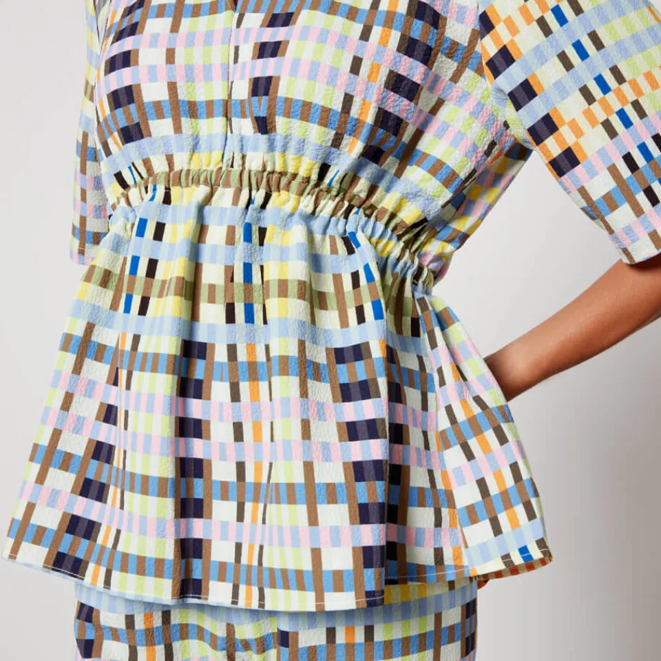 T-Shirts And Tops|Shirts And Blouses|Rotate Sunday Stine Goya Gabriel Checked Crepe Top - L