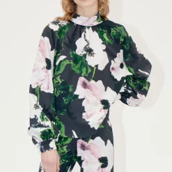 Co-Ord Sets|T-Shirts And Tops|Stine Goya Gathered Long Sleeve Satin Top - XS