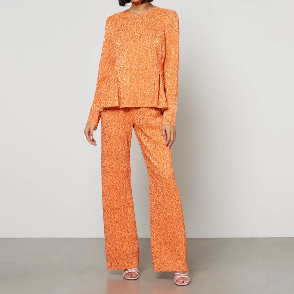 T-Shirts And Tops|Stine Goya Glory Sequined Plissé Mesh Peplum Top - S