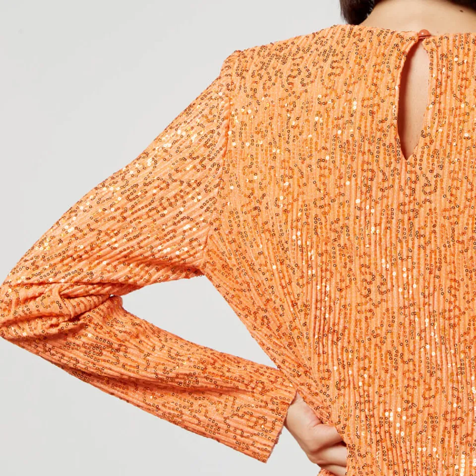 T-Shirts And Tops|Stine Goya Glory Sequined Plissé Mesh Peplum Top - S