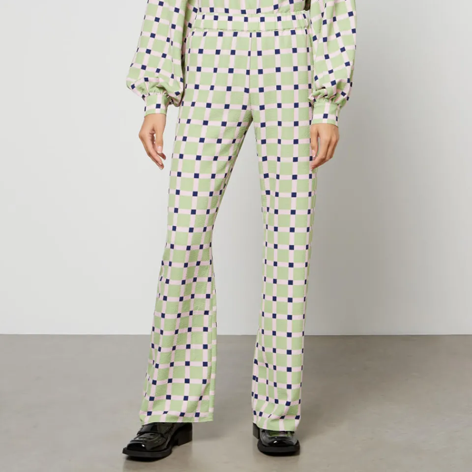 Trousers|De La Vali Stine Goya Mark Checked Recycled Stretch-Cloqué Trousers - S