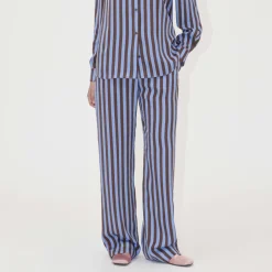 Trousers|T-Shirts And Tops|Stine Goya Striped Satin Long Trousers - XS