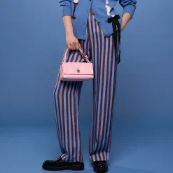 Trousers|T-Shirts And Tops|Stine Goya Striped Satin Long Trousers - XS