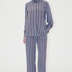 T-Shirts And Tops|Shirts And Blouses|Stine Goya Striped Satin Shirt - XS