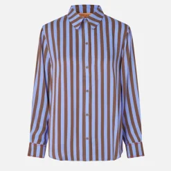 T-Shirts And Tops|Shirts And Blouses|Stine Goya Striped Satin Shirt - XS