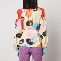 T-Shirts And Tops|Shirts And Blouses|Stine Goya Vianna Floral-Print Satin Blouse - S