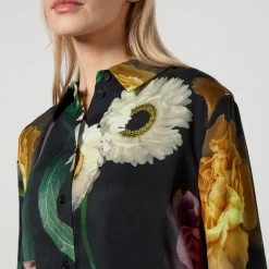 T-Shirts And Tops|Shirts And Blouses|Stine Goya Wal Floral-Print Tencel™ Lyocell-Blend Shirt - XS