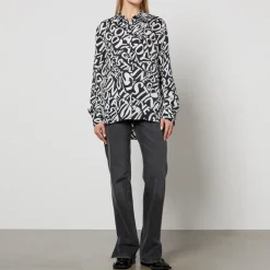 T-Shirts And Tops|Shirts And Blouses|ïn home Stine Goya Wal Monogram Print Tencel™ Lyocell-Blend Shirt - M