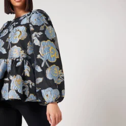 T-Shirts And Tops|Shirts And Blouses|Stine Goya Women's Jenny Organza Top - Flower Foliage Gold - M