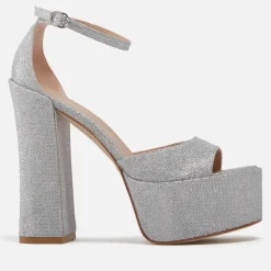 Heels|Sandals & Slides|Dr. Martens Stuart Weitzman Women Sequined Mesh Heeled Platform Sandals - UK 8