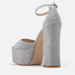 Heels|Sandals & Slides|Dr. Martens Stuart Weitzman Women Sequined Mesh Heeled Platform Sandals - UK 8