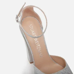 Heels|Sandals & Slides|Dr. Martens Stuart Weitzman Women Sequined Mesh Heeled Platform Sandals - UK 8
